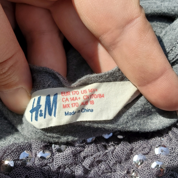 H&M Girls Bowtie Top in Heather Grey - Picture 3 of 4